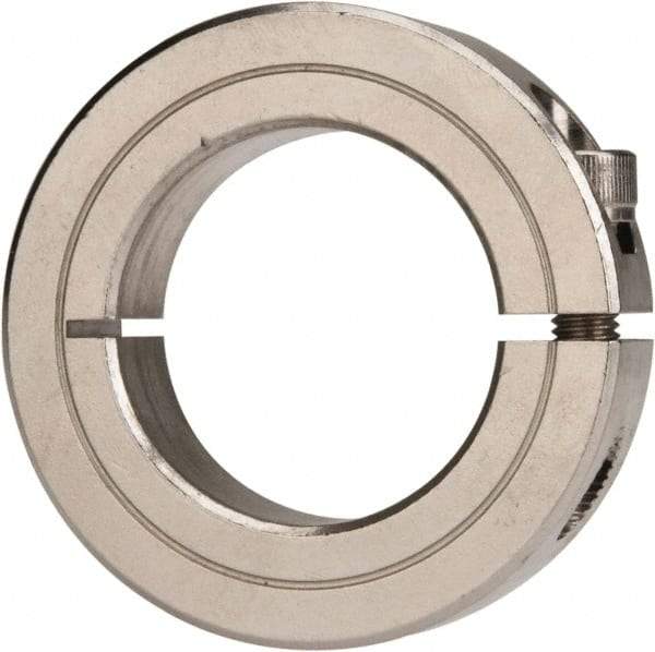 Climax Metal Products - 1-3/8" Bore, Stainless Steel, One Piece Clamp Collar - 2-1/4" Outside Diam, 9/16" Wide - Industrial Tool & Supply