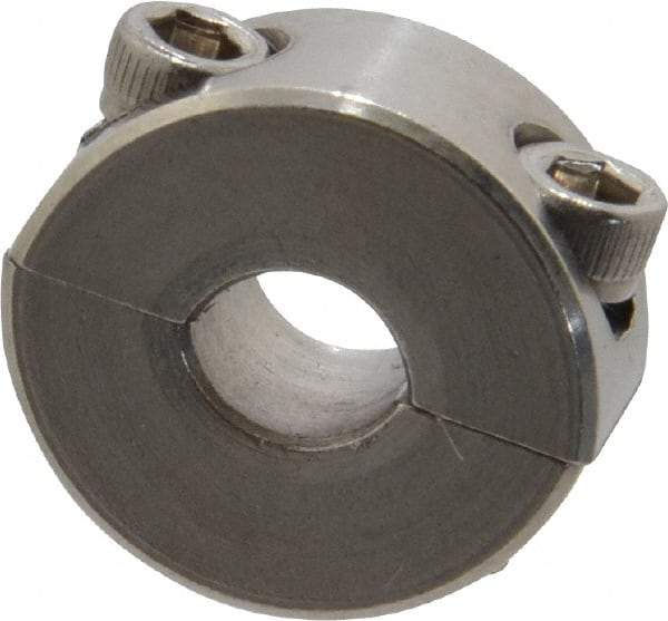 Climax Metal Products - 1/4" Bore, Stainless Steel, Two Piece Shaft Collar - 11/16" Outside Diam, 5/16" Wide - Industrial Tool & Supply