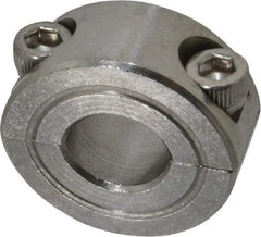 Climax Metal Products - 3/8" Bore, Stainless Steel, Two Piece Shaft Collar - 7/8" Outside Diam, 3/8" Wide - Industrial Tool & Supply