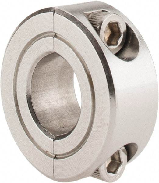 Climax Metal Products - 7/16" Bore, Stainless Steel, Two Piece Shaft Collar - 15/16" Outside Diam, 3/8" Wide - Industrial Tool & Supply