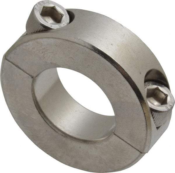 Climax Metal Products - 7/8" Bore, Stainless Steel, Two Piece Shaft Collar - 1-5/8" Outside Diam, 1/2" Wide - Industrial Tool & Supply