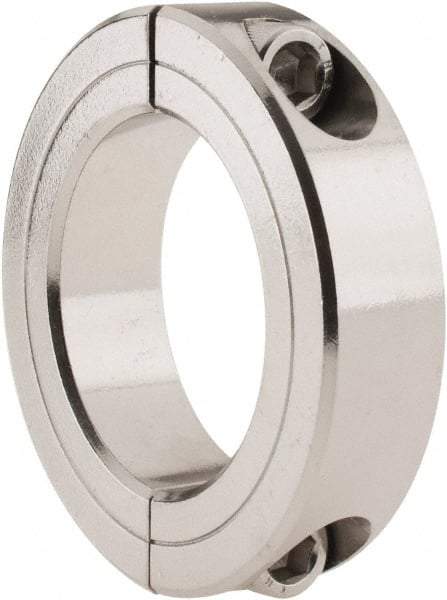 Climax Metal Products - 1-7/8" Bore, Stainless Steel, Two Piece Two Piece Split Shaft Collar - 2-7/8" Outside Diam, 11/16" Wide - Industrial Tool & Supply