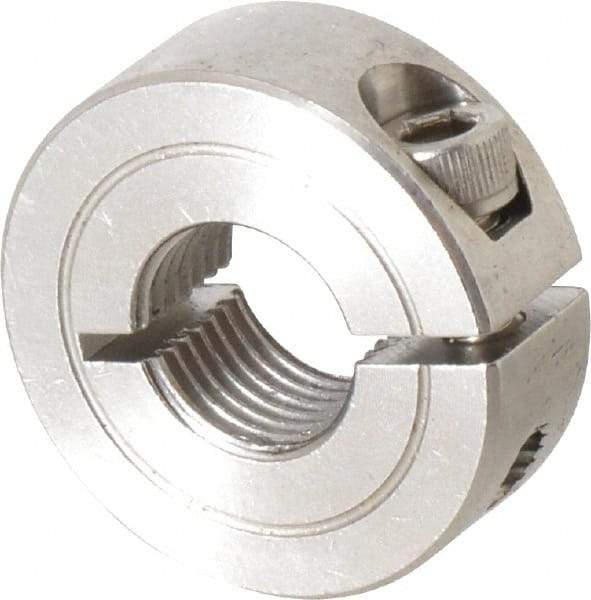 Climax Metal Products - 1/2-20 Thread, Stainless Steel, One Piece Threaded Shaft Collar - 1-1/8" Outside Diam, 13/32" Wide - Industrial Tool & Supply