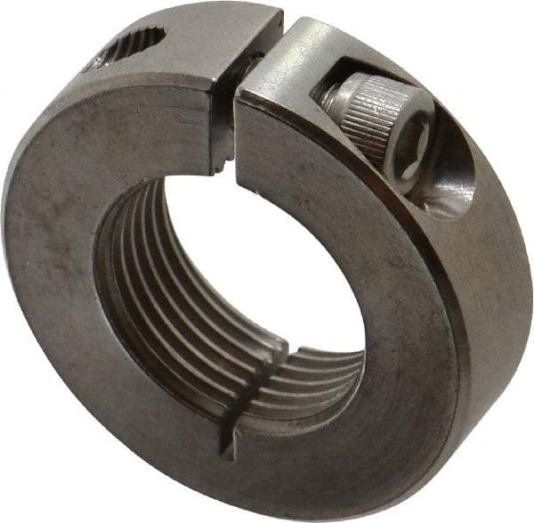 Climax Metal Products - 1-14 Thread, Stainless Steel, One Piece Threaded Shaft Collar - 1-3/4" Outside Diam, 1/2" Wide - Industrial Tool & Supply