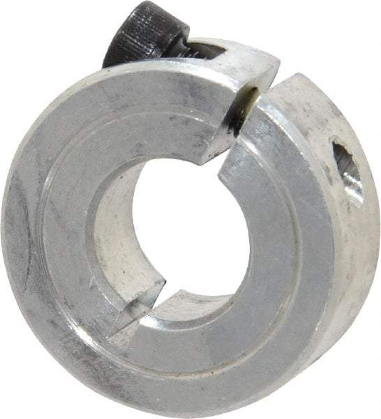 Climax Metal Products - 1/2" Bore, Aluminum, One Piece Clamp Collar - 1-1/8" Outside Diam, 13/32" Wide - Industrial Tool & Supply