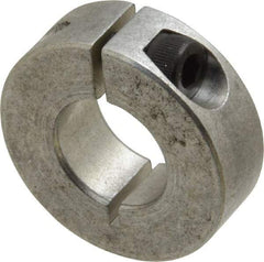 Climax Metal Products - 5/8" Bore, Aluminum, One Piece Clamp Collar - 1-5/16" Outside Diam, 7/16" Wide - Industrial Tool & Supply