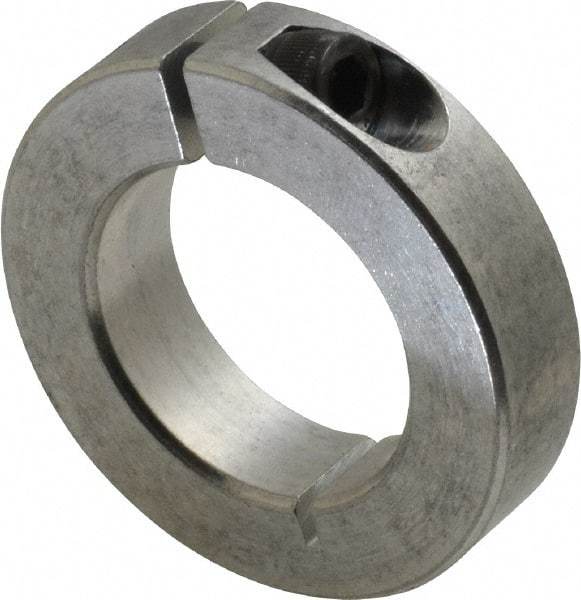 Climax Metal Products - 1-1/4" Bore, Aluminum, One Piece Clamp Collar - 2-1/16" Outside Diam, 1/2" Wide - Industrial Tool & Supply