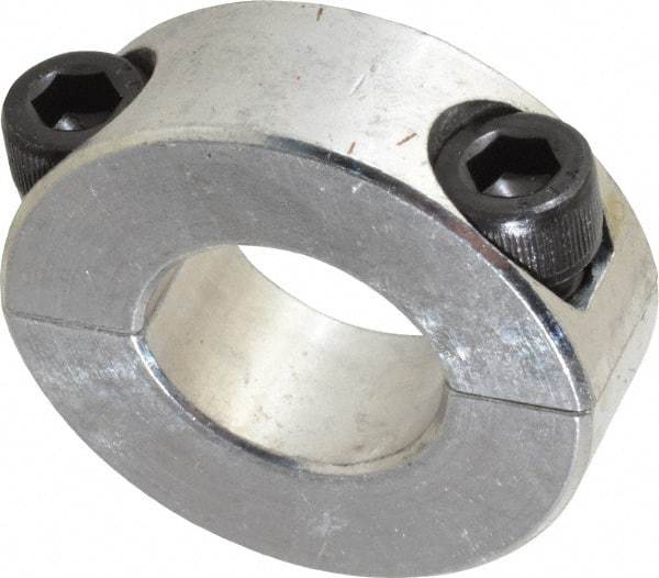 Climax Metal Products - 3/4" Bore, Aluminum, Two Piece Shaft Collar - 1-1/2" Outside Diam, 1/2" Wide - Industrial Tool & Supply