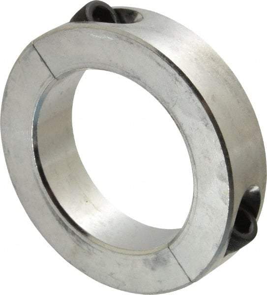 Climax Metal Products - 2" Bore, Aluminum, Two Piece Shaft Collar - 3" Outside Diam, 11/16" Wide - Industrial Tool & Supply