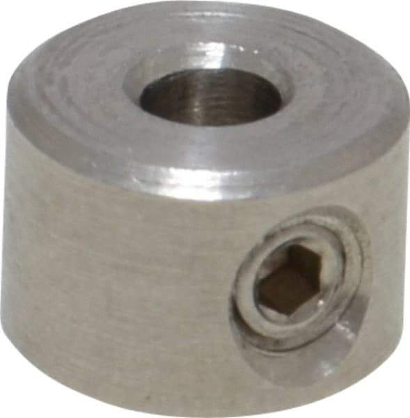 Climax Metal Products - 1/8" Bore, Stainless Steel, Set Screw Shaft Collar - 3/8" Outside Diam, 1/4" Wide - Industrial Tool & Supply