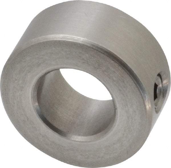 Climax Metal Products - 1/2" Bore, Stainless Steel, Set Screw Shaft Collar - 1" Outside Diam, 7/16" Wide - Industrial Tool & Supply