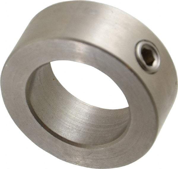 Climax Metal Products - 15/16" Bore, Stainless Steel, Set Screw Shaft Collar - 1-1/2" Outside Diam, 9/16" Wide - Industrial Tool & Supply