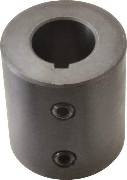 Climax Metal Products - 7/8" Inside x 1-3/4" Outside Diam, Mild Steel Set Screw Rigid Coupling with keyway - 2" Long x 3/16" Keyway Width x 3/32" Keyway Depth - Industrial Tool & Supply