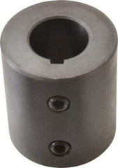 Climax Metal Products - 7/8" Inside x 1-3/4" Outside Diam, Mild Steel Set Screw Rigid Coupling with keyway - 2" Long x 3/16" Keyway Width x 3/32" Keyway Depth - Industrial Tool & Supply