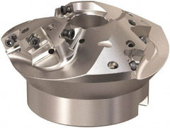 Seco - 3.563" Cut Diam, 1" Arbor Hole, 0.63" Max Depth of Cut, 30° Indexable Chamfer & Angle Face Mill - 9 Inserts, XO.. 1204 Insert, Right Hand Cut, 3 Flutes, Through Coolant, Series R220.49 - Industrial Tool & Supply