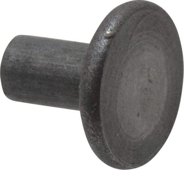 RivetKing - 0.091" Body Diam, Flat Steel Tinners Solid Rivet - 0.166" Length Under Head - Industrial Tool & Supply