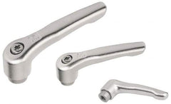 KIPP - 1/4-20, 10mm Hub Diam, Stainless Steel Female Threaded Insert Adjustable Clamping Handle - 0.98" Stud Length, 47mm OAL, 31mm High, 9mm Hole Depth - Industrial Tool & Supply