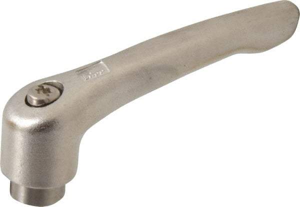 KIPP - 5/16-18, 13.5mm Hub Diam, Stainless Steel Female Threaded Insert Adjustable Clamping Handle - 74.5mm OAL, 42.5mm High, 12mm Hole Depth - Industrial Tool & Supply