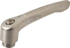 KIPP - 5/16-18, 13.5mm Hub Diam, Stainless Steel Female Threaded Insert Adjustable Clamping Handle - 74.5mm OAL, 42.5mm High, 12mm Hole Depth - Industrial Tool & Supply