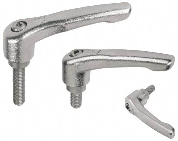 KIPP - M10 x 1.5, 17/32" Hub Diam, Stainless Steel Threaded Stud Adjustable Clamping Handle - 30mm Stud Length, 74.5mm OAL, 42.5mm High - Industrial Tool & Supply