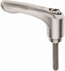 KIPP - #10-24, 10mm Hub Diam, Stainless Steel Threaded Stud Adjustable Clamping Handle - 25mm Stud Length, 47mm OAL, 31mm High - Industrial Tool & Supply