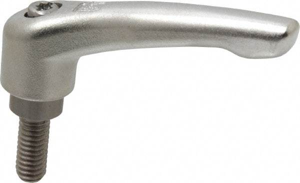 KIPP - 5/16-18, 17/32" Hub Diam, Stainless Steel Threaded Stud Adjustable Clamping Handle - 20mm Stud Length, 74.5mm OAL, 42.5mm High - Industrial Tool & Supply