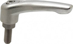 KIPP - 5/16-18, 17/32" Hub Diam, Stainless Steel Threaded Stud Adjustable Clamping Handle - 20mm Stud Length, 74.5mm OAL, 42.5mm High - Industrial Tool & Supply