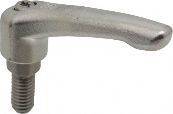 KIPP - 3/8-16, 17/32" Hub Diam, Stainless Steel Threaded Stud Adjustable Clamping Handle - 20mm Stud Length, 74.5mm OAL, 42.5mm High - Industrial Tool & Supply