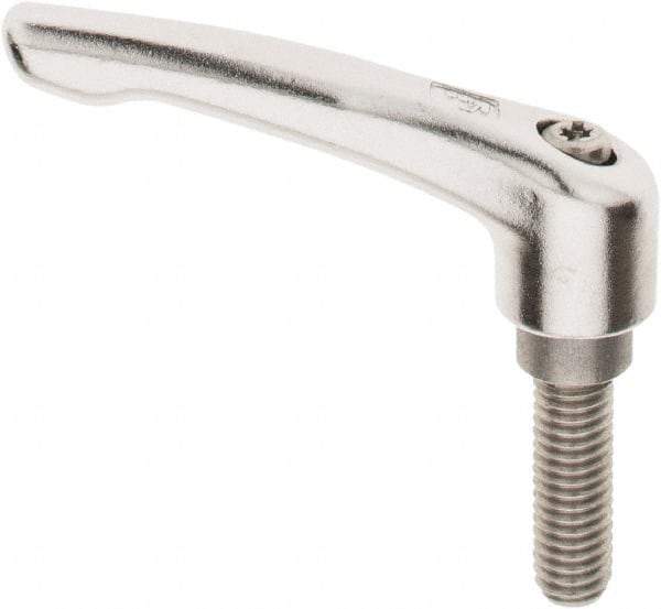 KIPP - 3/8-16, 17/32" Hub Diam, Stainless Steel Threaded Stud Adjustable Clamping Handle - 30mm Stud Length, 74.5mm OAL, 42.5mm High - Industrial Tool & Supply