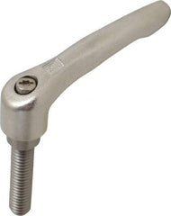 KIPP - 3/8-16, 17/32" Hub Diam, Stainless Steel Threaded Stud Adjustable Clamping Handle - 40mm Stud Length, 74.5mm OAL, 42.5mm High - Industrial Tool & Supply