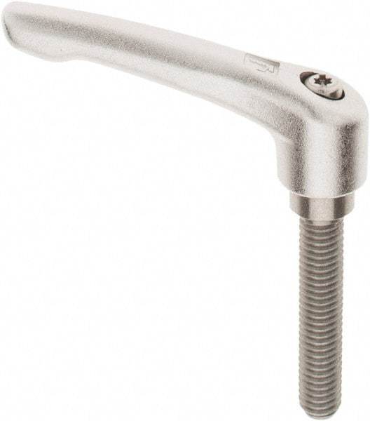 KIPP - 3/8-16, 17/32" Hub Diam, Stainless Steel Threaded Stud Adjustable Clamping Handle - 1-31/32" Stud Length, 74.5mm OAL, 42.5mm High - Industrial Tool & Supply