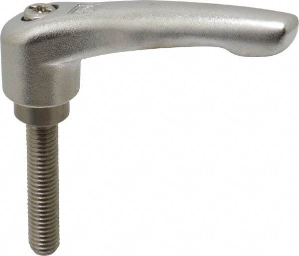 KIPP - M8 x 1.25, 17/32" Hub Diam, Stainless Steel Threaded Stud Adjustable Clamping Handle - 40mm Stud Length, 74.5mm OAL, 42.5mm High - Industrial Tool & Supply