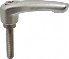 KIPP - M8 x 1.25, 17/32" Hub Diam, Stainless Steel Threaded Stud Adjustable Clamping Handle - 40mm Stud Length, 74.5mm OAL, 42.5mm High - Industrial Tool & Supply
