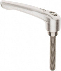 KIPP - M8 x 1.25, 17/32" Hub Diam, Stainless Steel Threaded Stud Adjustable Clamping Handle - 1-31/32" Stud Length, 74.5mm OAL, 42.5mm High - Industrial Tool & Supply