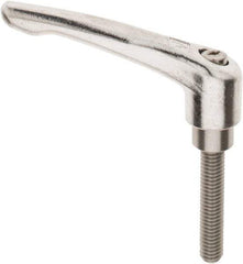 KIPP - 3/8-16, 16mm Hub Diam, Stainless Steel Threaded Stud Adjustable Clamping Handle - 1-31/32" Stud Length, 91mm OAL, 54.5mm High - Industrial Tool & Supply