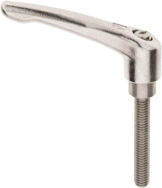 KIPP - 3/8-16, 16mm Hub Diam, Stainless Steel Threaded Stud Adjustable Clamping Handle - 60mm Stud Length, 91mm OAL, 54.5mm High - Industrial Tool & Supply