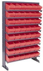 Quantum Storage - 400 Lb Capacity, 12" Deep x 36" Wide x 60" High, Steel Pick Rack - 1 Side, 48 Red Polystyrene Bins - Industrial Tool & Supply