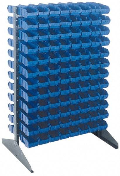 Quantum Storage - 500 Lb Capacity, 24" Deep x 36" Wide x 53" High, Steel Pick Rack - 2 Sides, 192 Blue Polyethylene/Polypropylene Bins - Industrial Tool & Supply