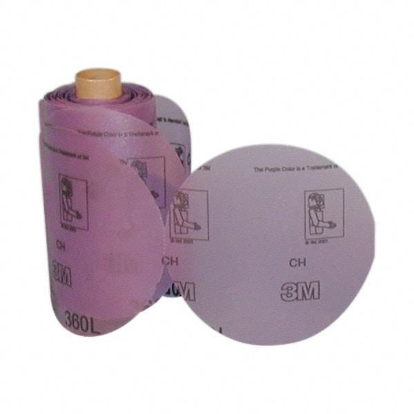 3M - 5" Diam, 320 Grit Aluminum Oxide Adhesive PSA Disc - Extra Fine Grade, Purple, Film Backing, Flexible, Use with Random Orbital Sanders - Industrial Tool & Supply