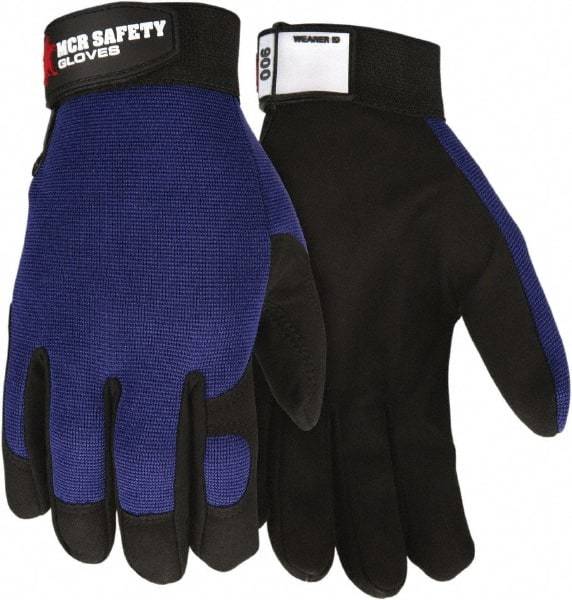 MCR Safety - Size 2XL Synthetic Blend General Protection Work Gloves - For Work & Driver, Uncoated, Hook & Loop Cuff, Black/Blue, Paired - Industrial Tool & Supply