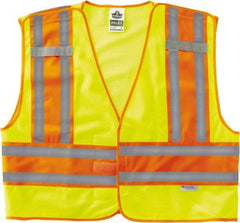 Ergodyne - Size S/M High Visibility Lime Mesh/Solid Public Safety Vest - 36 to 44" Chest, ANSI/ISEA 107, Hook & Loop Closure, 1 Pocket, Polyester - Industrial Tool & Supply