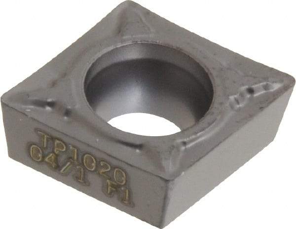 Seco - CCMT32.51 F1 Grade TP1020 Cermet Turning Insert - Uncoated, 80° Diamond, 3/8" Inscr Circle, 5/32" Thick, 1/64" Corner Radius - Industrial Tool & Supply
