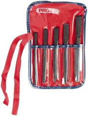 Proto - 5 Piece Cold Chisel Set - 7-1/2" OAL, Steel, Sizes Included 5/16 to 5/8" - Industrial Tool & Supply