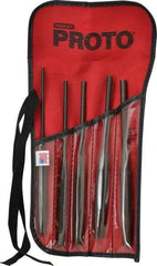 Proto - 5 Piece, 5/32 to 5/16", Pin Punch Set - Hex Shank, Steel, Comes in Tool Roll - Industrial Tool & Supply