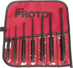 Proto - 7 Piece, 1/16 to 1/4", Pin Punch Set - Hex Shank, Steel, Comes in Tool Roll - Industrial Tool & Supply