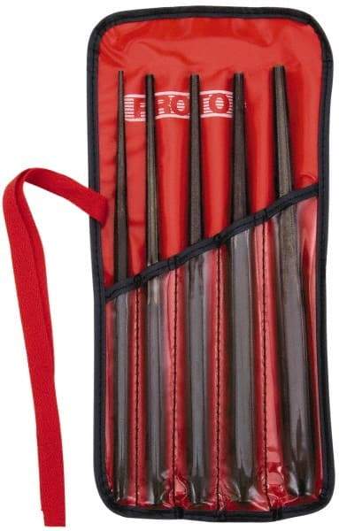Proto - 5 Piece, 1/8 to 5/16", Drift Punch Set - Hex Shank, Steel, Comes in Tool Roll - Industrial Tool & Supply