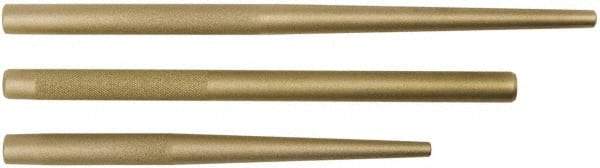 Proto - 3 Piece, 3/8 to 3/4", Drift Punch Set - Round Shank, Brass, Comes in Tool Roll - Industrial Tool & Supply