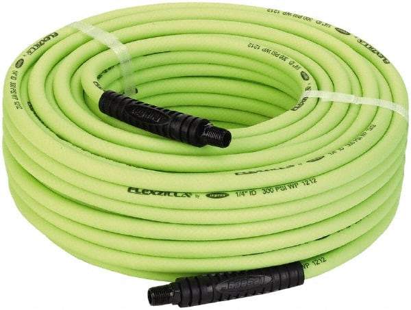 Legacy - 1/4" ID x 0.46" OD 100' Long Multipurpose Air Hose - MNPT x MNPT Ends, 300 Working psi, 140°, 1/4" Fitting, Green - Industrial Tool & Supply