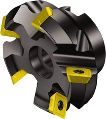 Sandvik Coromant - 4" Cut Diam, 1-1/2" Arbor Hole, 0.3937" Max Depth of Cut, 45° Indexable Chamfer & Angle Face Mill - 6 Inserts, R245-18T6.. Insert, Right Hand Cut, Series CoroMill 245 - Industrial Tool & Supply