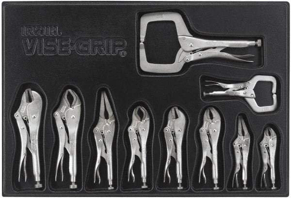 Irwin - 10 Piece Locking Plier Set - Comes in Plastic Tray - Industrial Tool & Supply